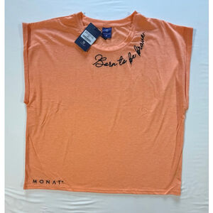 MONAT Born To Be Brave Muscle Tank Top NWT Peach XL Graphic Athleisure Yoga